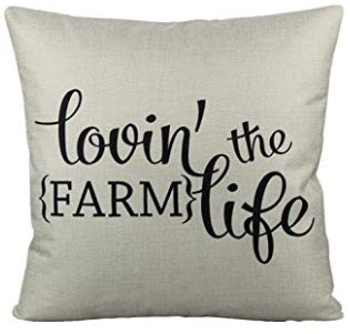 Silver & Black LOVIN THE FARM Fabric Throw Pillow