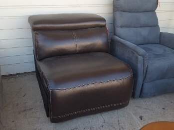 Simon Li Mahogany Leather Armless Chair