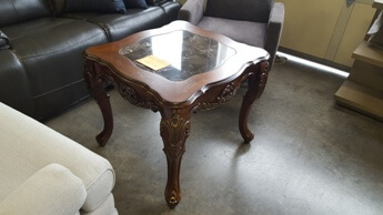 Homelegance Cherry Finish End Table with Marble Inset Top & Sculpted Legs