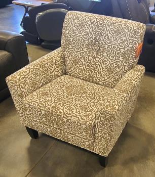 Beige & Ivory Damask Patterned Accent Chair