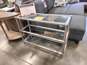 Silver Console Table with Glass Shelves