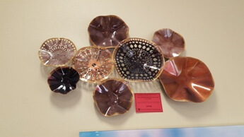 Three Hands Neutral Disks Metal Wall Art