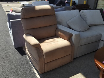 Beige Fabric Chair with Rolled Arms (does not recline)