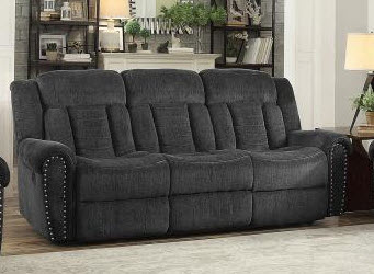 Homelegance Nutmeg Plush Charcoal Tweed Reclining Sofa
