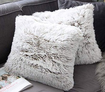 Brown Ombre Faux Fur Throw Pillows (set of 2)
