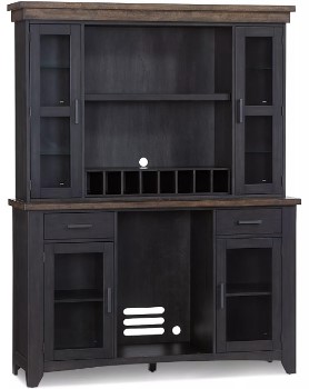 Peighton Black & Brown Bar Cabinet with Hutch