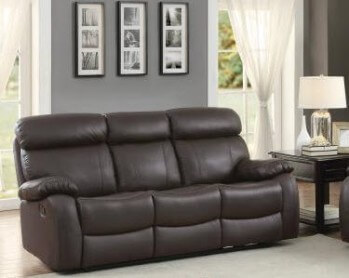 Homelegance Pendu Dark Brown Top Grain Leather Reclining Sofa
