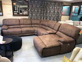 Manwah Limited Petaluma Brown Microsuede 6-Piece Dual Power Reclining Sectional with Right-Hand Chaise