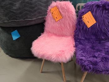 Pink Fur Upholstered Kids Chair