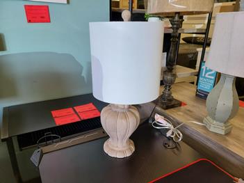Pixie Sculpted Hardwood Table Lamp with White Shade