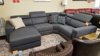 Manwah Pocono Slate Fabric Power Reclining 4-Piece Sectional with Left-Hand Chaise