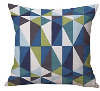Teal, Purple, Blue, White & Lime Green Triangles Throw Pillows (set of 2)