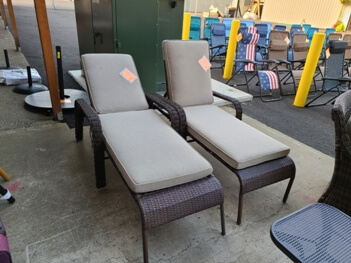 Outdoor PVC Wicker Chaise Lounge with Beige Cushions