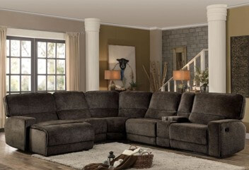 Homelegance Shreveport Chocolate Chenille 6-Piece Reclining Sectional with Left-Hand Chaise