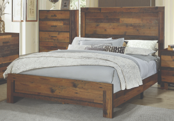 Coaster Sidney Rustic Pine Wood-Look Queen Bed