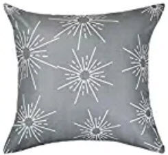 Charcoal Throw Pillows with White Sunburst Accents (set of 2)