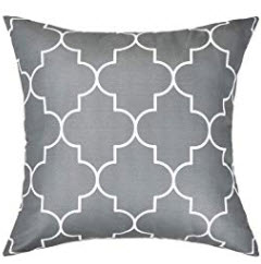 Charcoal Throw Pillows with White Geometric Accents (set of 2)
