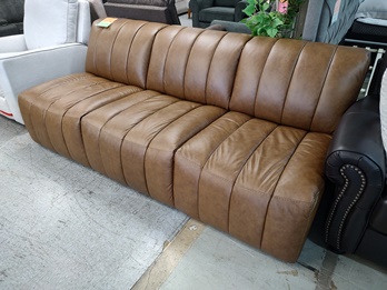 Simon Li Saddle Brown Leather Armless Sofa