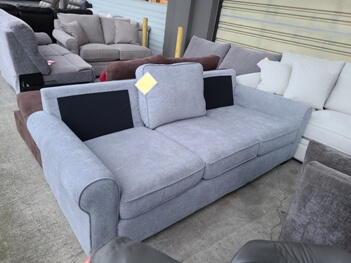 Jason Silver Fabric Sofa (missing back cushions)