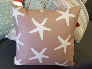 Beige & Ivory Starfish Fabric Throw Pillow