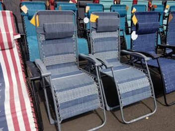 Striped Blue Zero-Gravity Outdoor Recliner