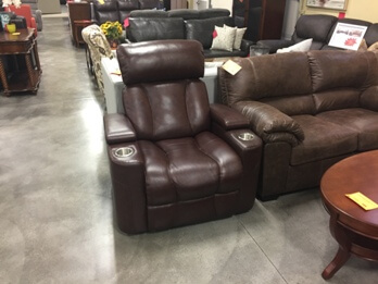 Synergy Livorno Chocolate Leather Power Recliner with Cupholders
