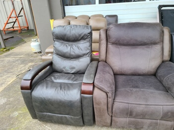 Synergy Charcoal Leather Chair with Wood Accents (does not recline)