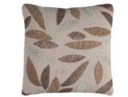 Rizzy Beige Throw Pillows with Stitched Leaf Accents (set of 2)
