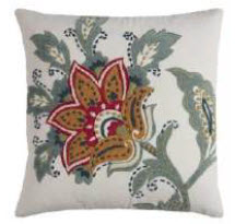 Rizzy White Throw Pillows with a Large Mustard, Charcoal & Red Floral Pattern (set of 2)
