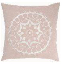 Rizzy Beige Throw Pillows with White Medallion Accents (set of 2)