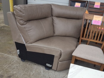 Chateau Dax Taupe Italian Leather Corner Chair