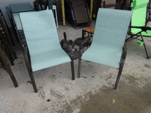 Outdoor Light Teal Mesh Arm Chair