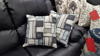 Blue, White & Grey Squares Throw Pillows (set of 2)