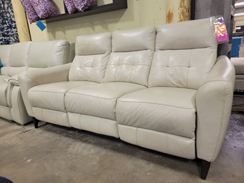 Jason Furniture Timmons Beige Power Reclining Sofa with Power Headrest & Tufted Back Accents (blemish)
