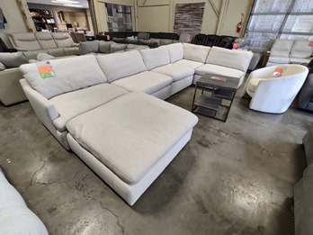 Ashley Tanavi 5-Piece Ivory Fabric Sectional with Ottoman