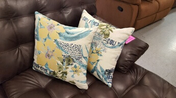 White & Teal Tropical Throw Pillows (set of 2)