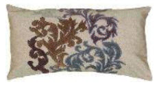 Rizzy Ivory Rectangular Throw Pillow with Decorative Foliage Accents