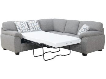 Emerald Plush Silver 2-Piece Sectional with Twin Sleeper