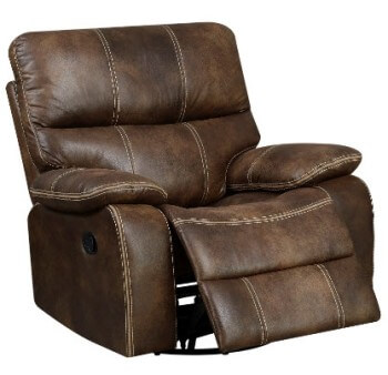 Emerald Jesse James Sanded Brown Microfiber Swivel Glider Recliner