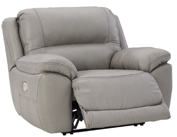 Ashley Dunkirk Grey Leather Oversized Power Recliner with Power Headrest & USB