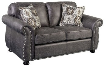 Porter Elk River Charcoal Microsuede Loveseat with Nailhead Trim (floor model only)