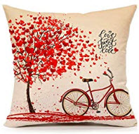 Valentines Tree & Bicycle Throw Pillow
