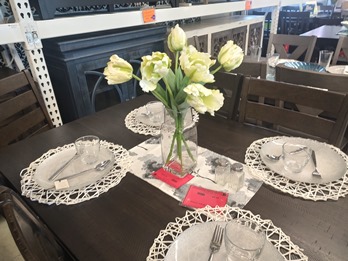 Tulips Foliage Arrangement in Clear Glass Vase