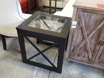 Homelegance Dark Cappuccino End Table with Glass Top & X Side Accents