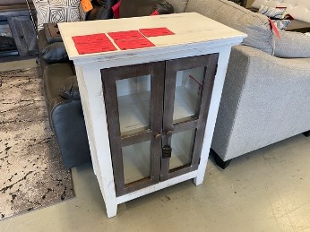 Vintage Furniture Zago 29-Inch 2-Door Console in Nero White with Ashe Grey